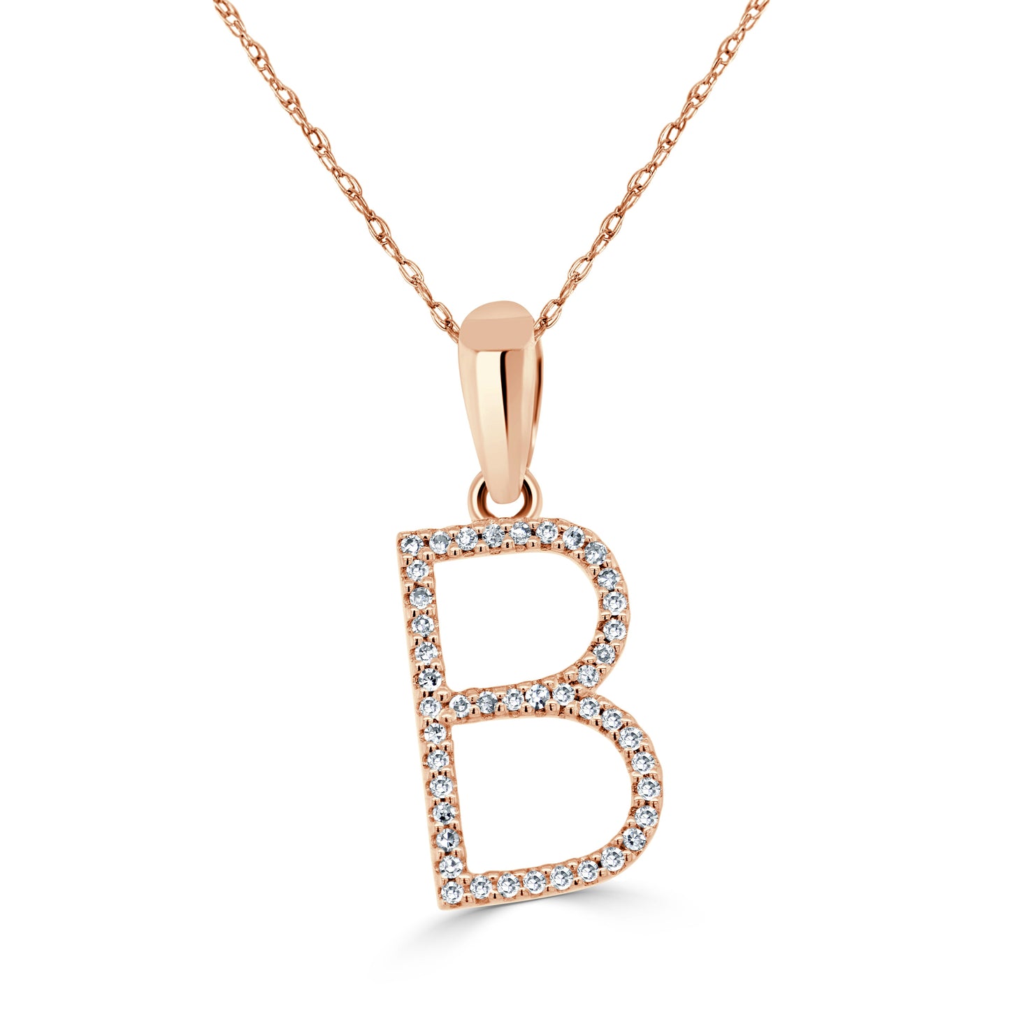 14k Rose Gold & Diamond Initial Necklace