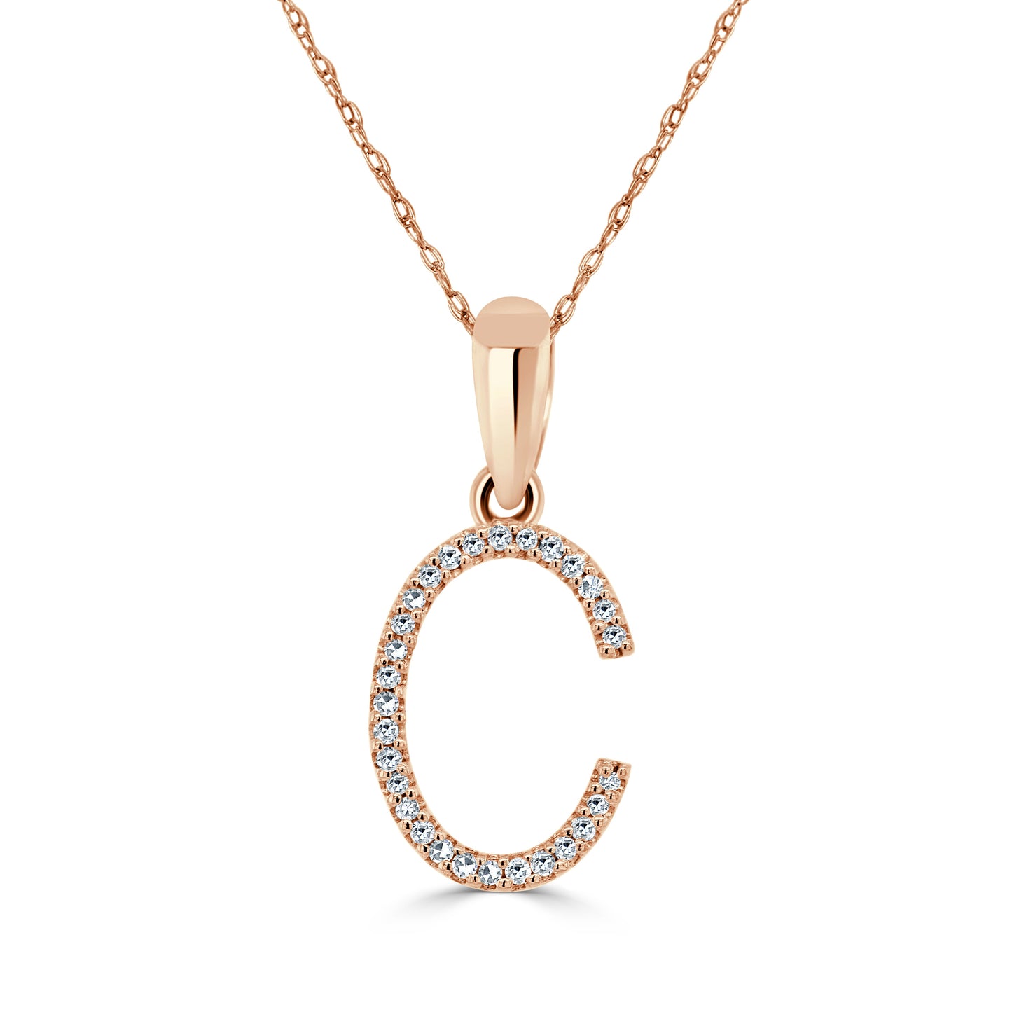 14k Rose Gold & Diamond Initial Necklace