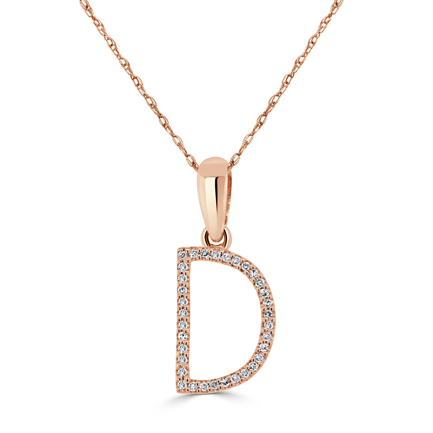 14k Rose Gold & Diamond Initial Necklace