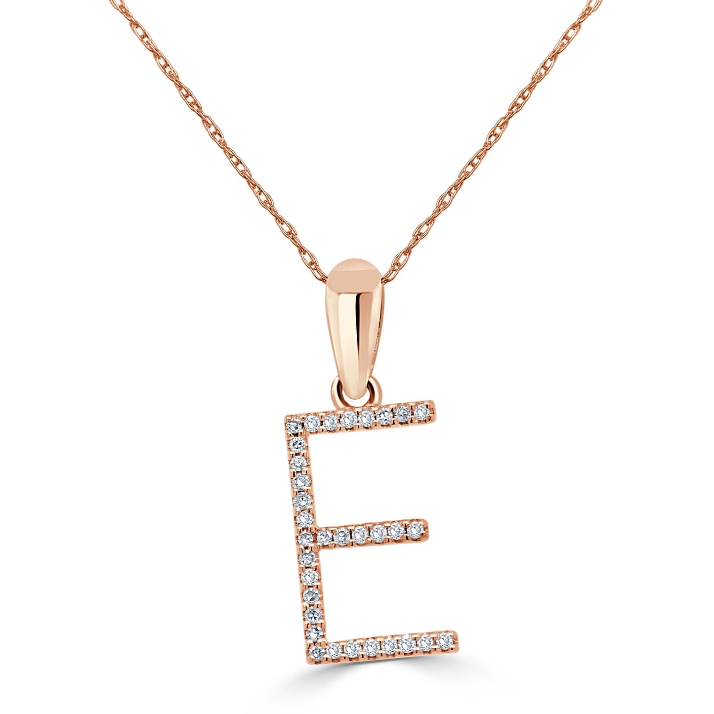 14k Rose Gold & Diamond Initial Necklace