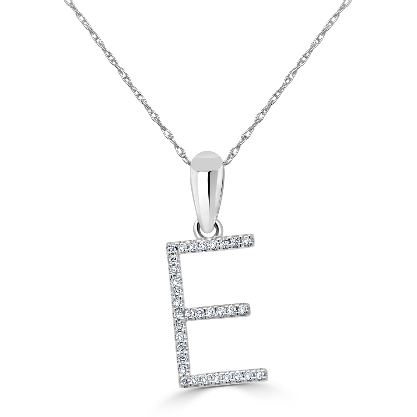 14k White Gold & Diamond Initial Necklace