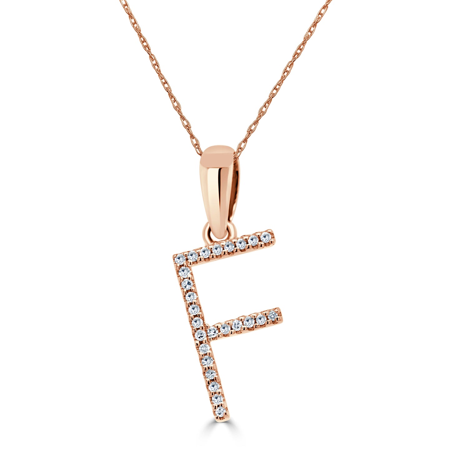 14k Rose Gold & Diamond Initial Necklace