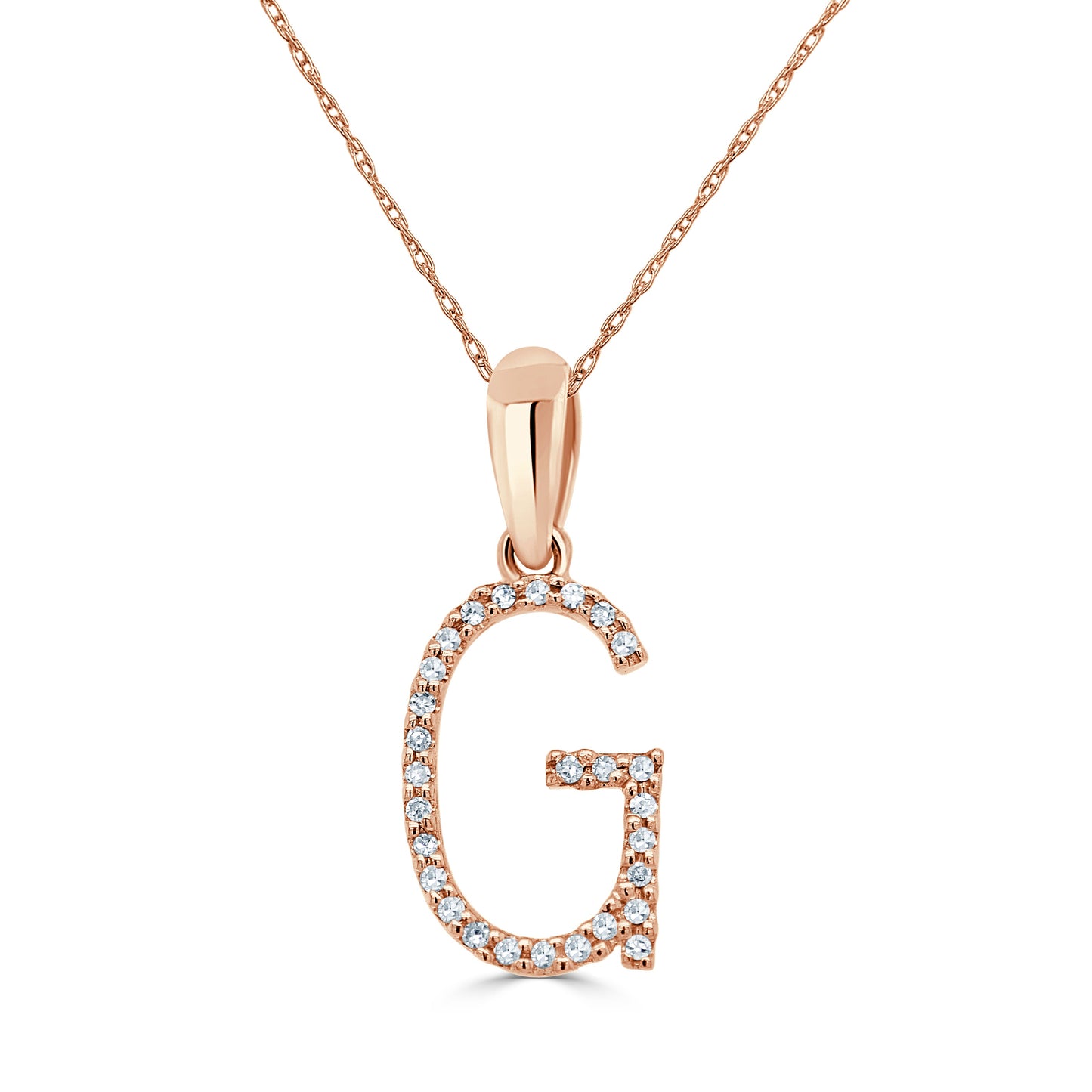 14k Rose Gold & Diamond Initial Necklace