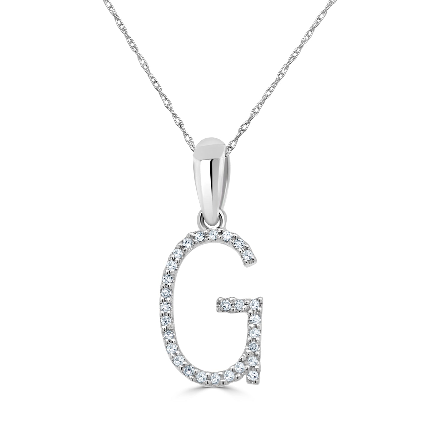 14k White Gold & Diamond Initial Necklace