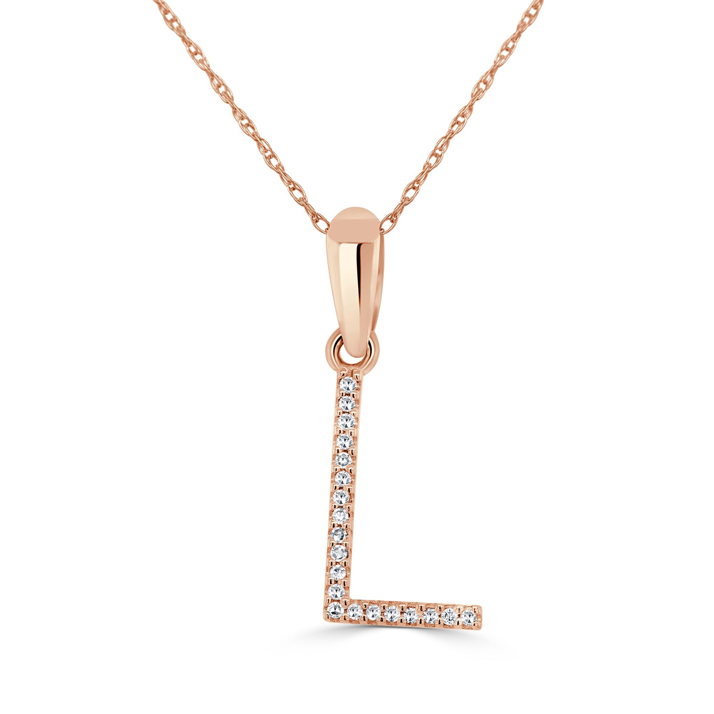 14k Rose Gold & Diamond Initial Necklace