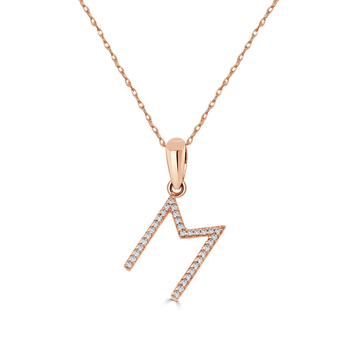 14k Rose Gold & Diamond Initial Necklace