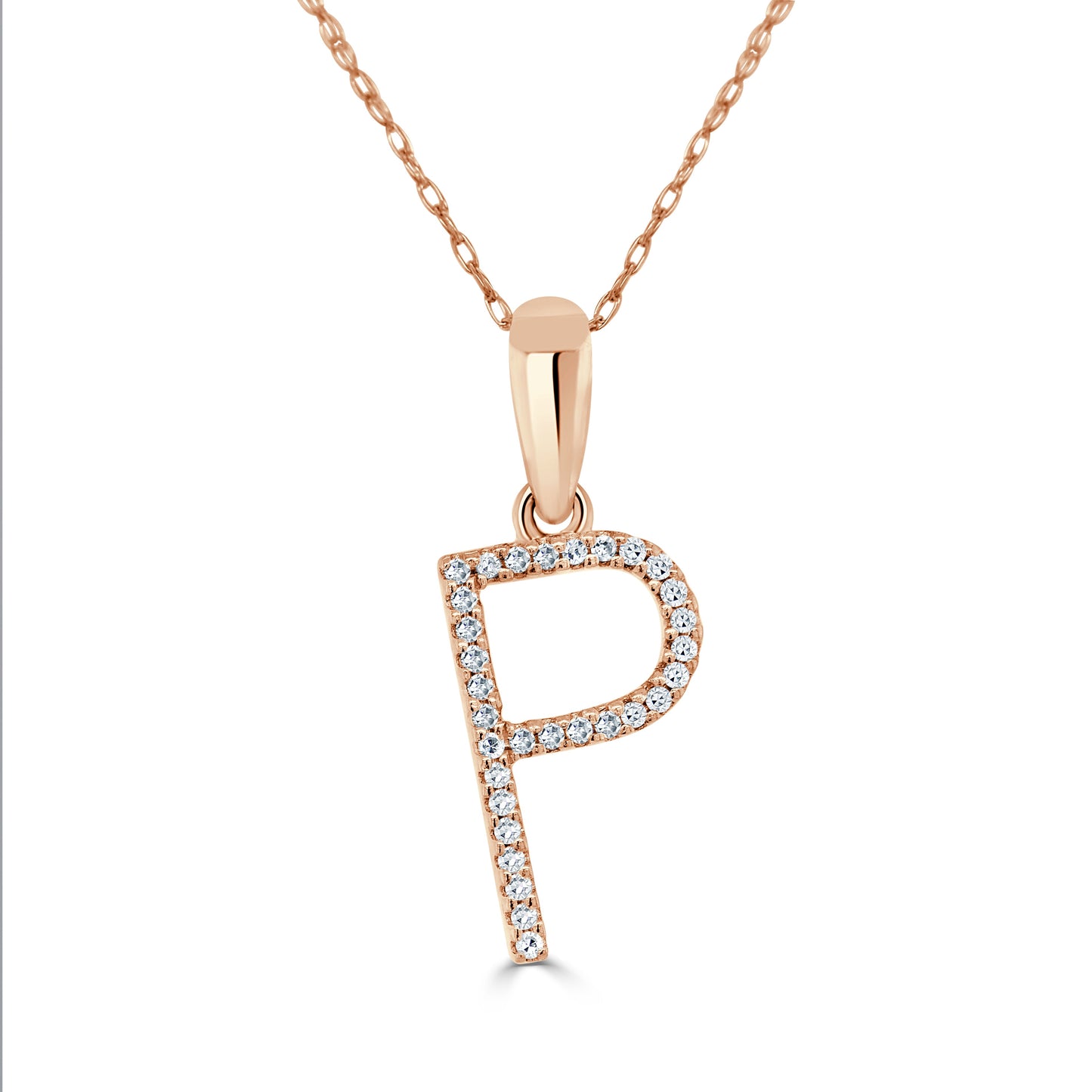 14k Rose Gold & Diamond Initial Necklace