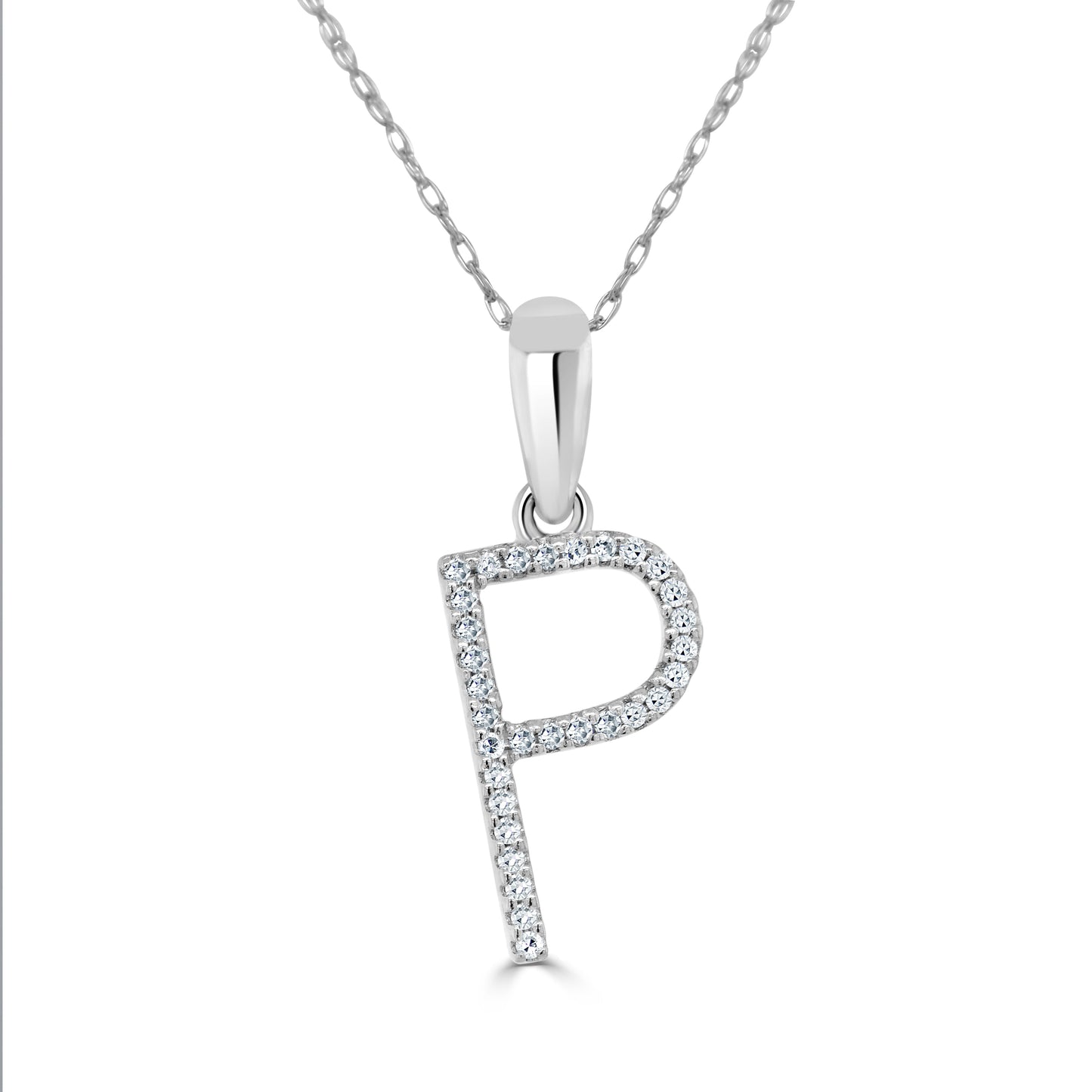 14k White Gold & Diamond Initial Necklace