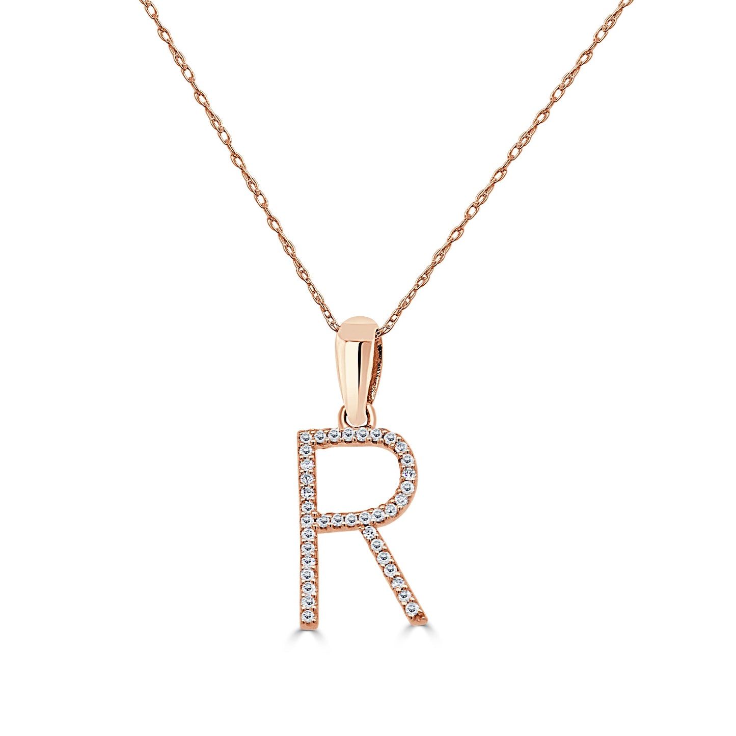 14k Rose Gold & Diamond Initial Necklace