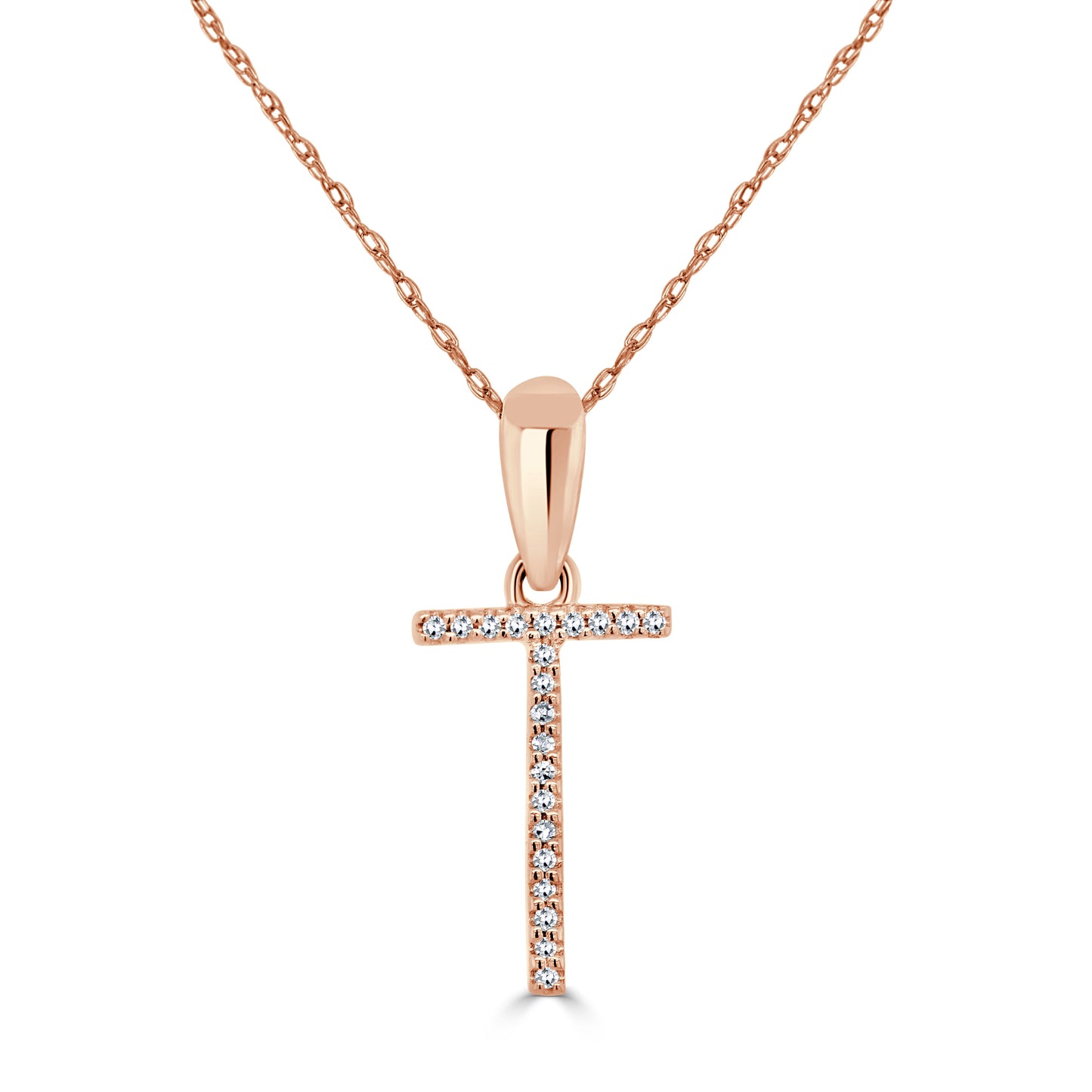14k Rose Gold & Diamond Initial Necklace