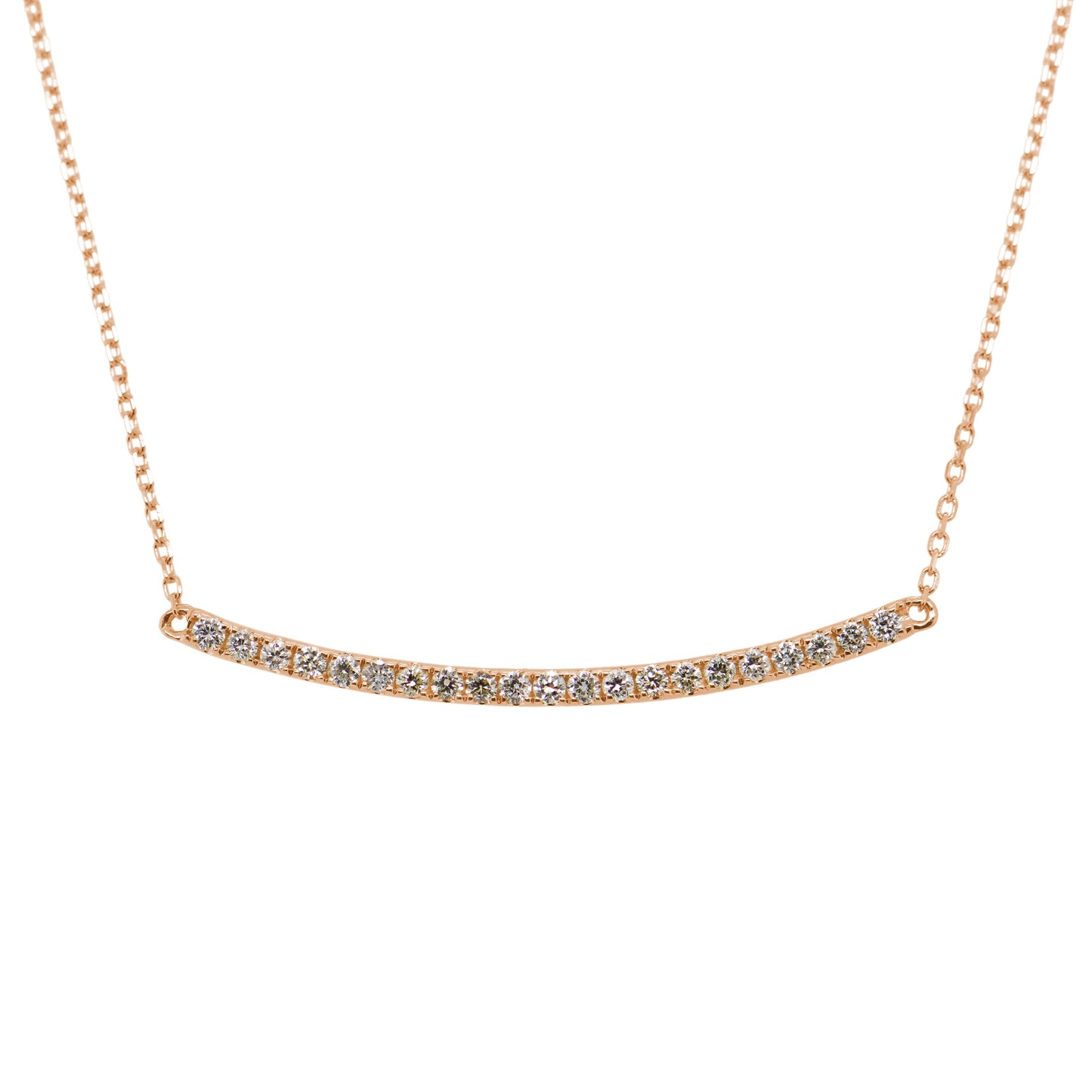 14k Gold & Diamond Curved Bar Necklace - 0.27ct