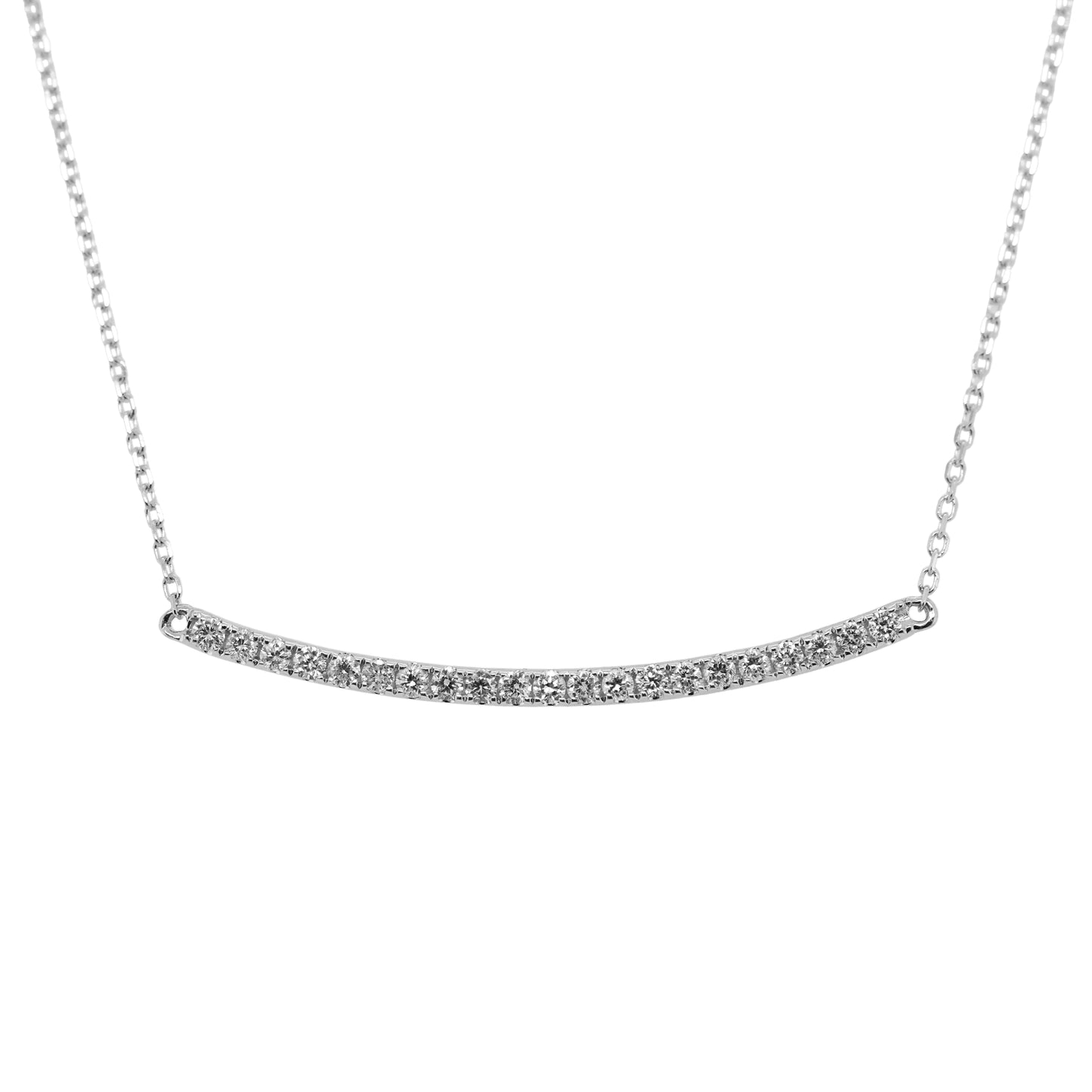 14k Gold & Diamond Curved Bar Necklace - 0.27ct