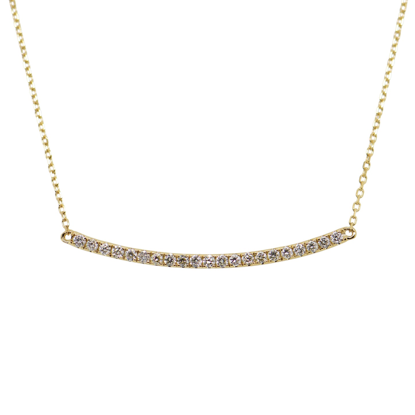 14k Gold & Diamond Curved Bar Necklace - 0.27ct