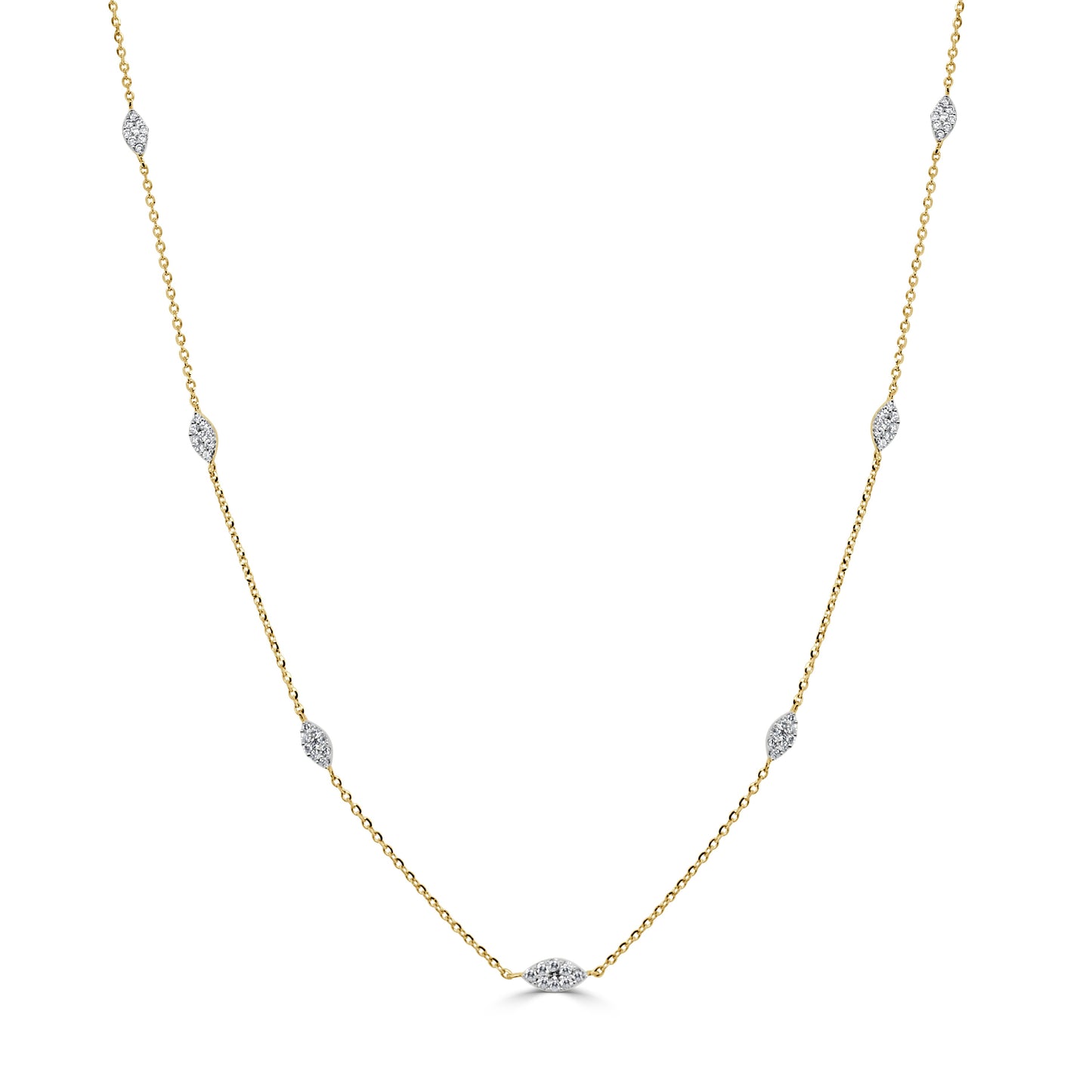 14k Gold & Diamond Station Necklace - 0.31ct