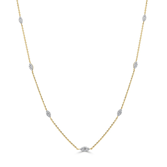 14k Gold & Diamond Station Necklace - 0.31ct