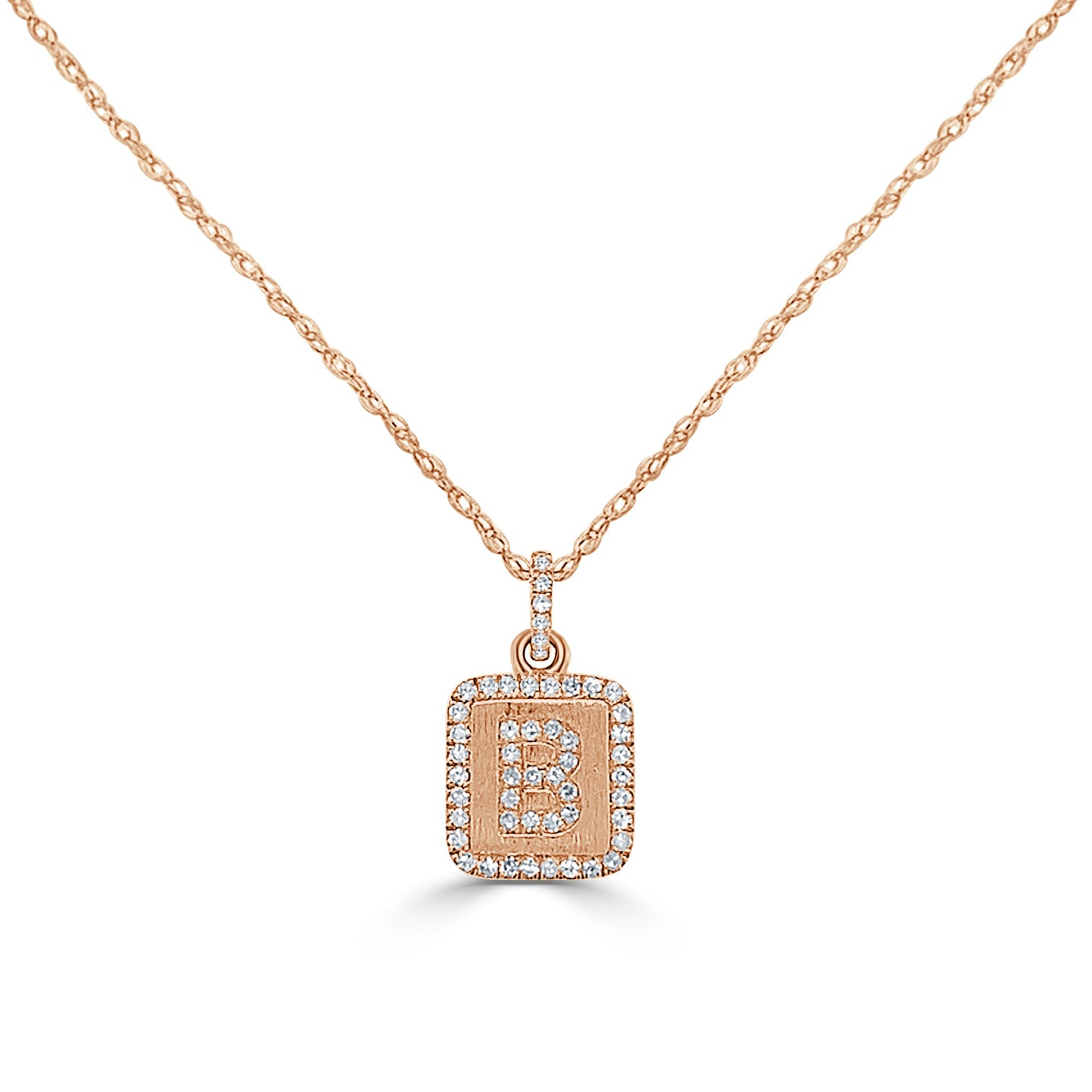 14k Gold & Diamond Small Initial Necklace - 0.12ct - 0.15ct