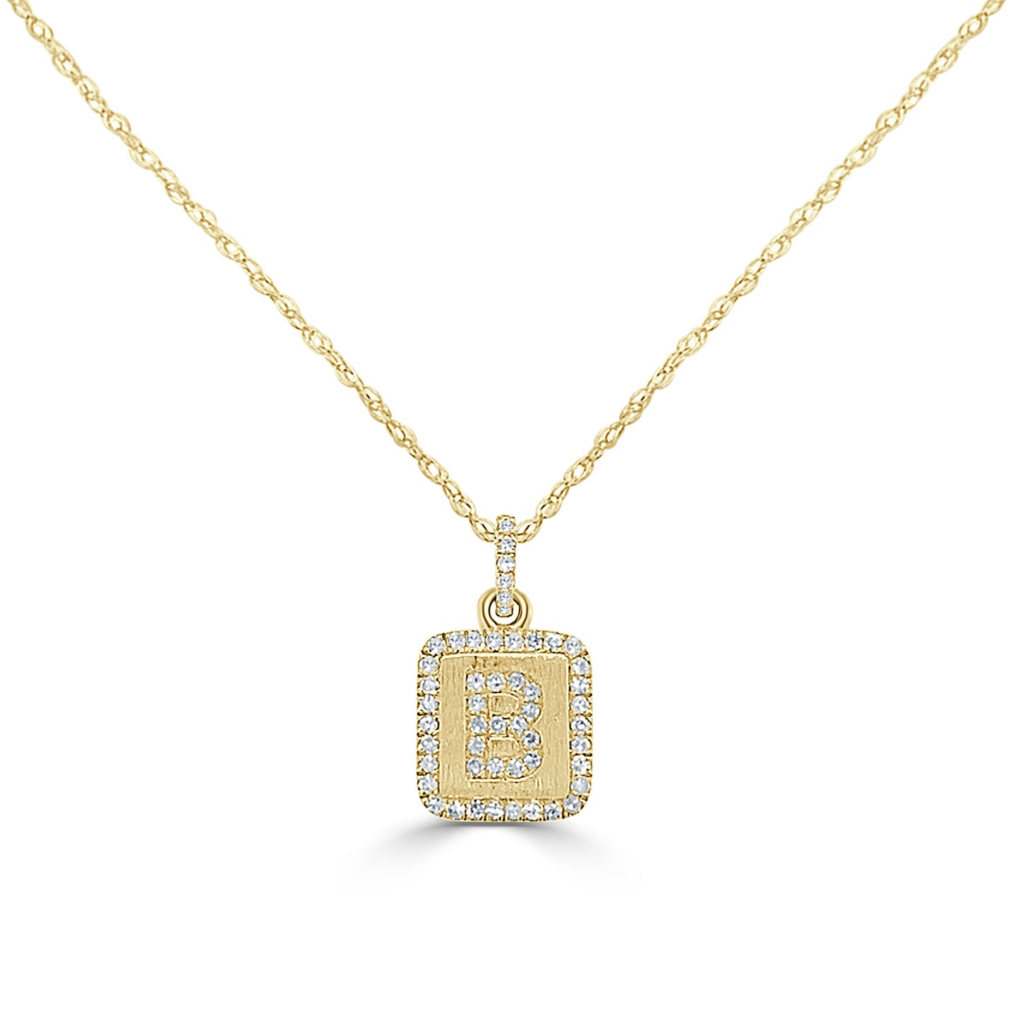 14k Gold & Diamond Small Initial Necklace - 0.12ct - 0.15ct