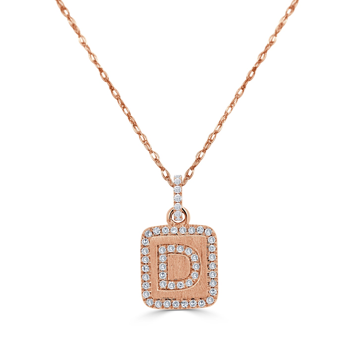 14k Gold & Diamond Small Initial Necklace - 0.12ct - 0.15ct
