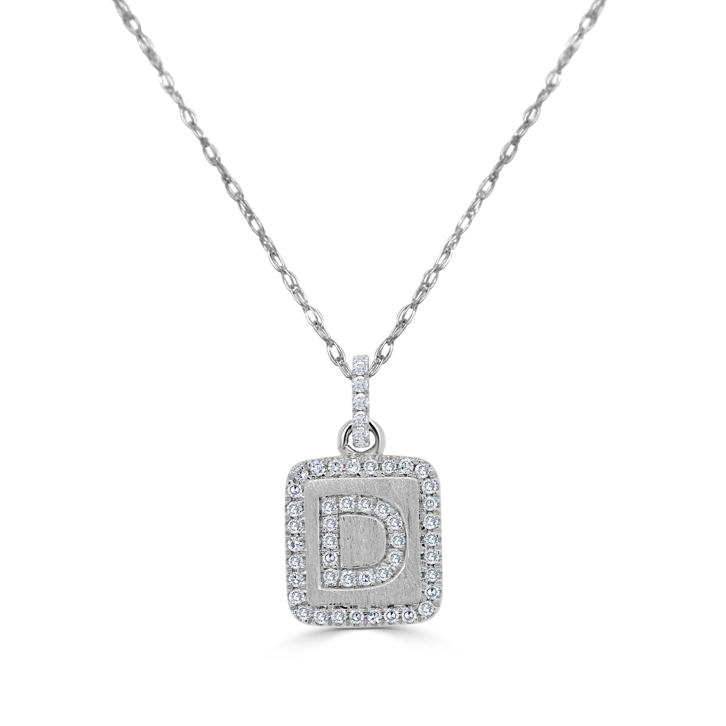 14k Gold & Diamond Small Initial Necklace - 0.12ct - 0.15ct