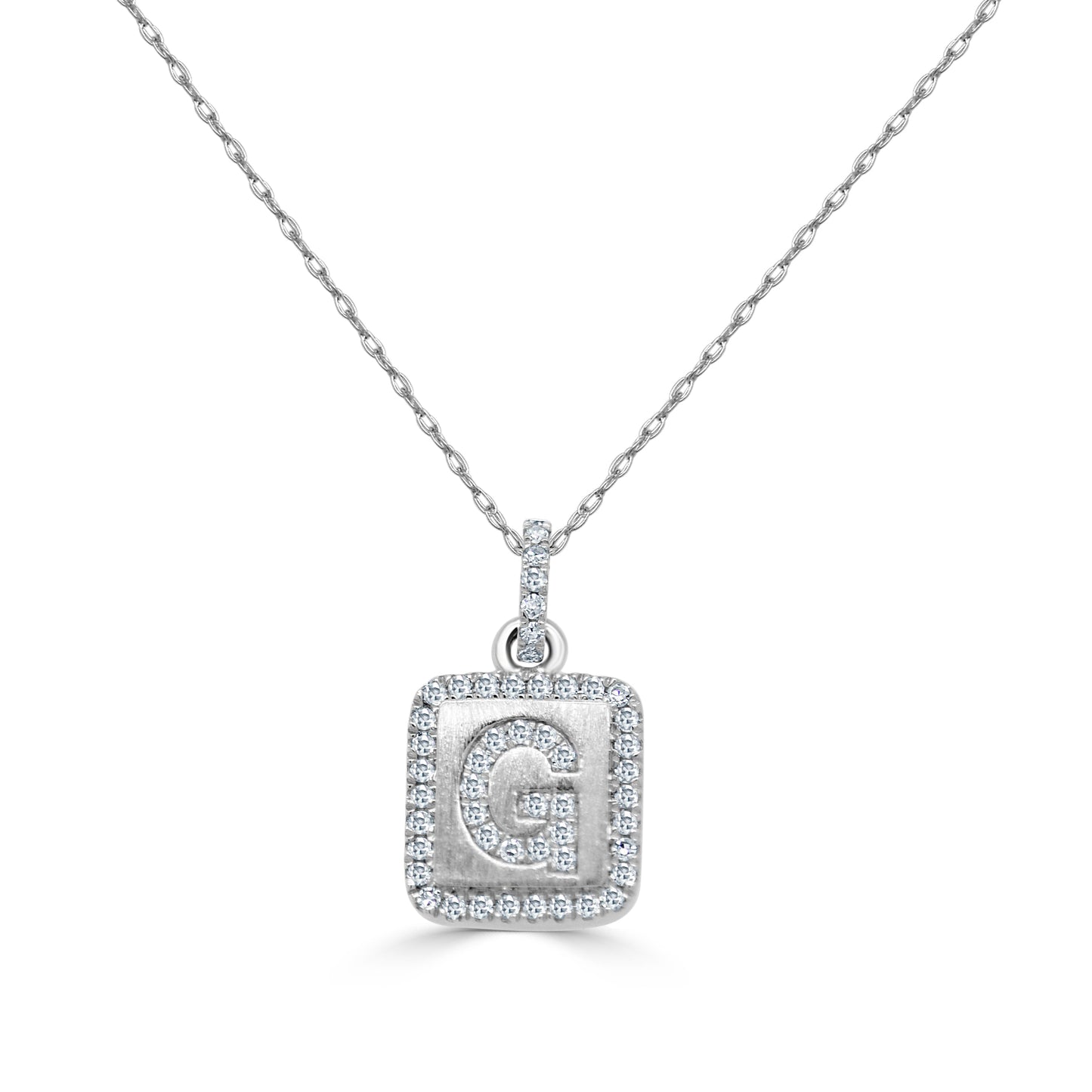 14k Gold & Diamond Small Initial Necklace - 0.12ct - 0.15ct