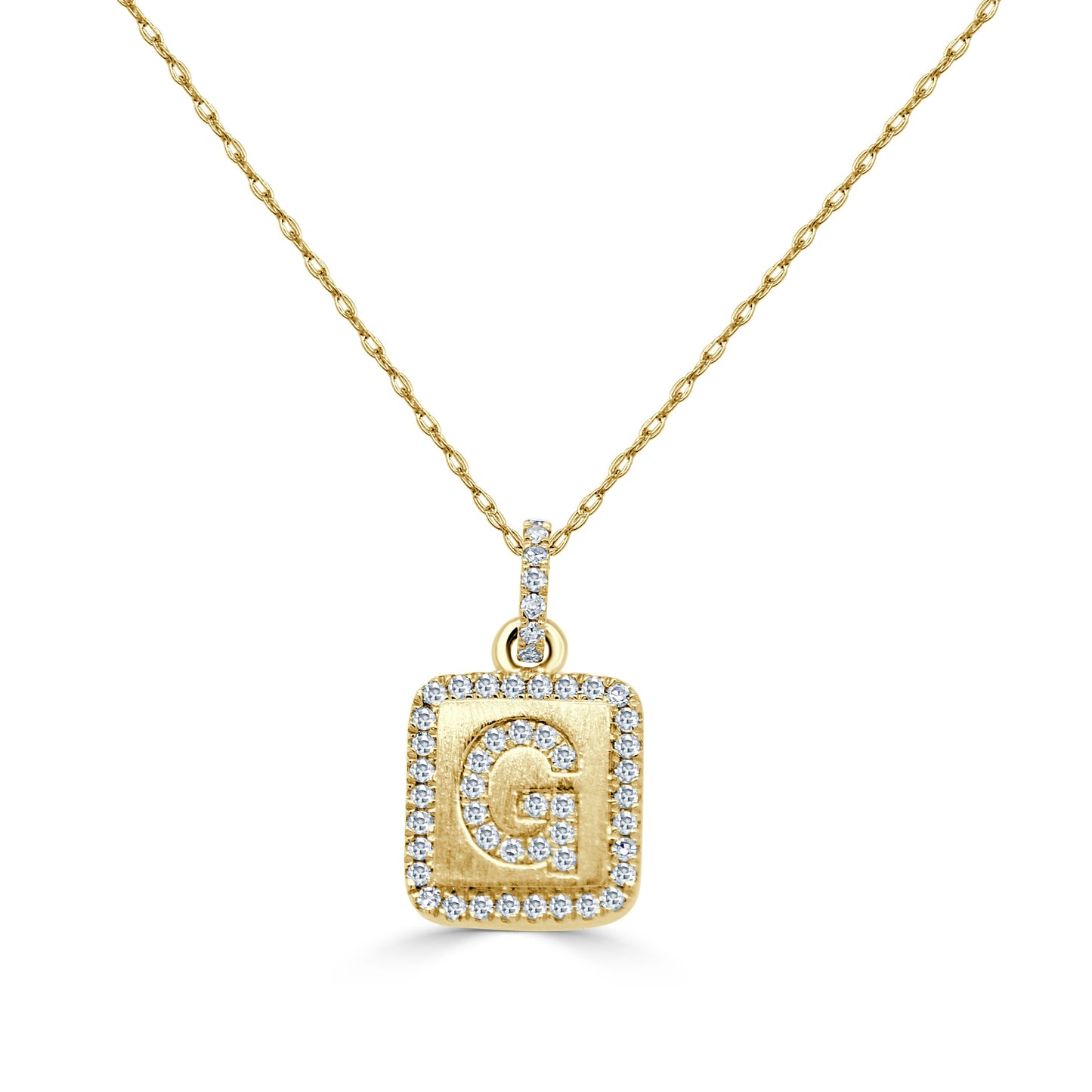 14k Gold & Diamond Small Initial Necklace - 0.12ct - 0.15ct