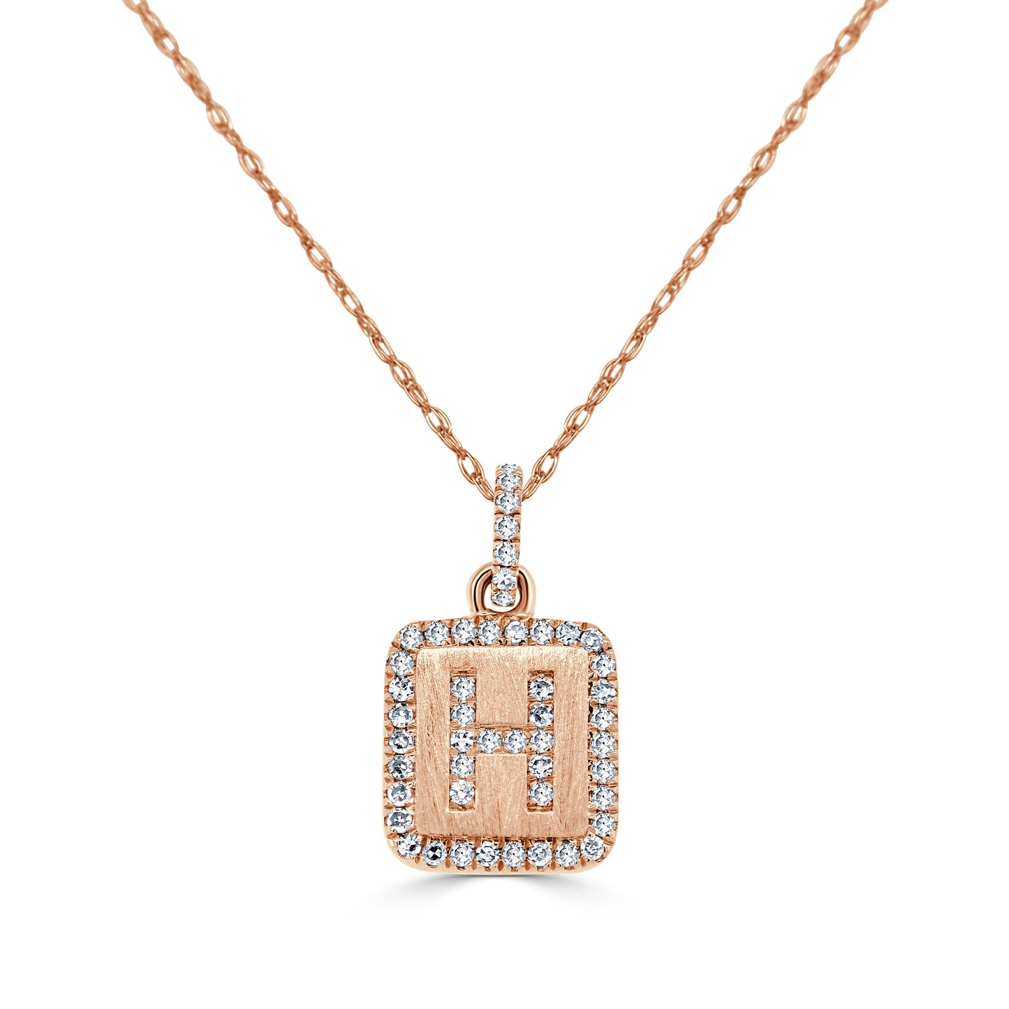 14k Gold & Diamond Small Initial Necklace - 0.12ct - 0.15ct