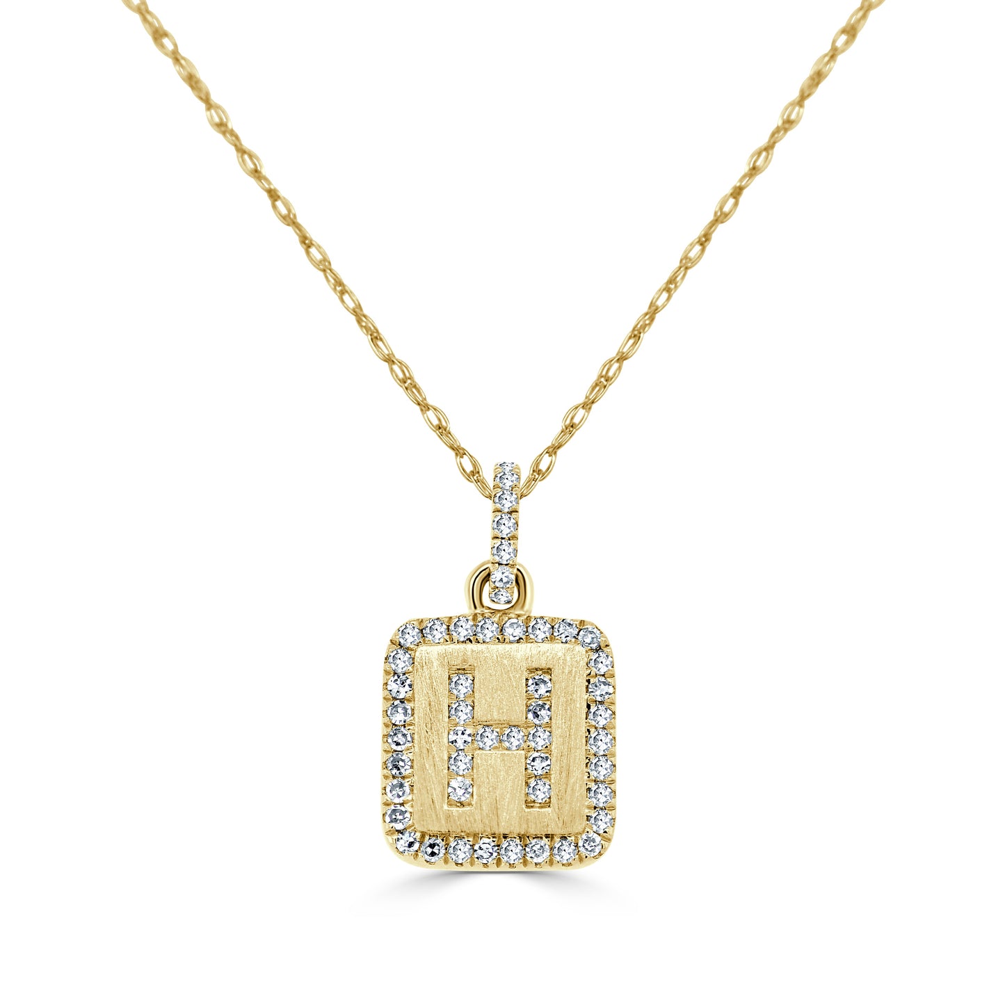 14k Gold & Diamond Small Initial Necklace - 0.12ct - 0.15ct