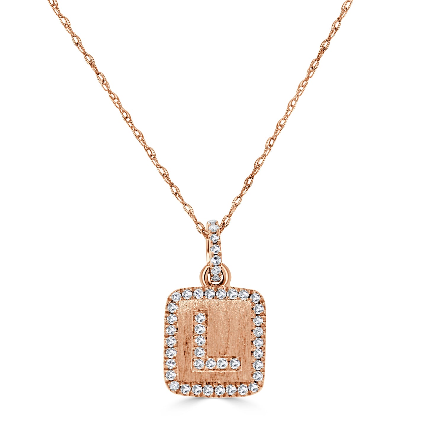 14k Gold & Diamond Small Initial Necklace - 0.12ct - 0.15ct