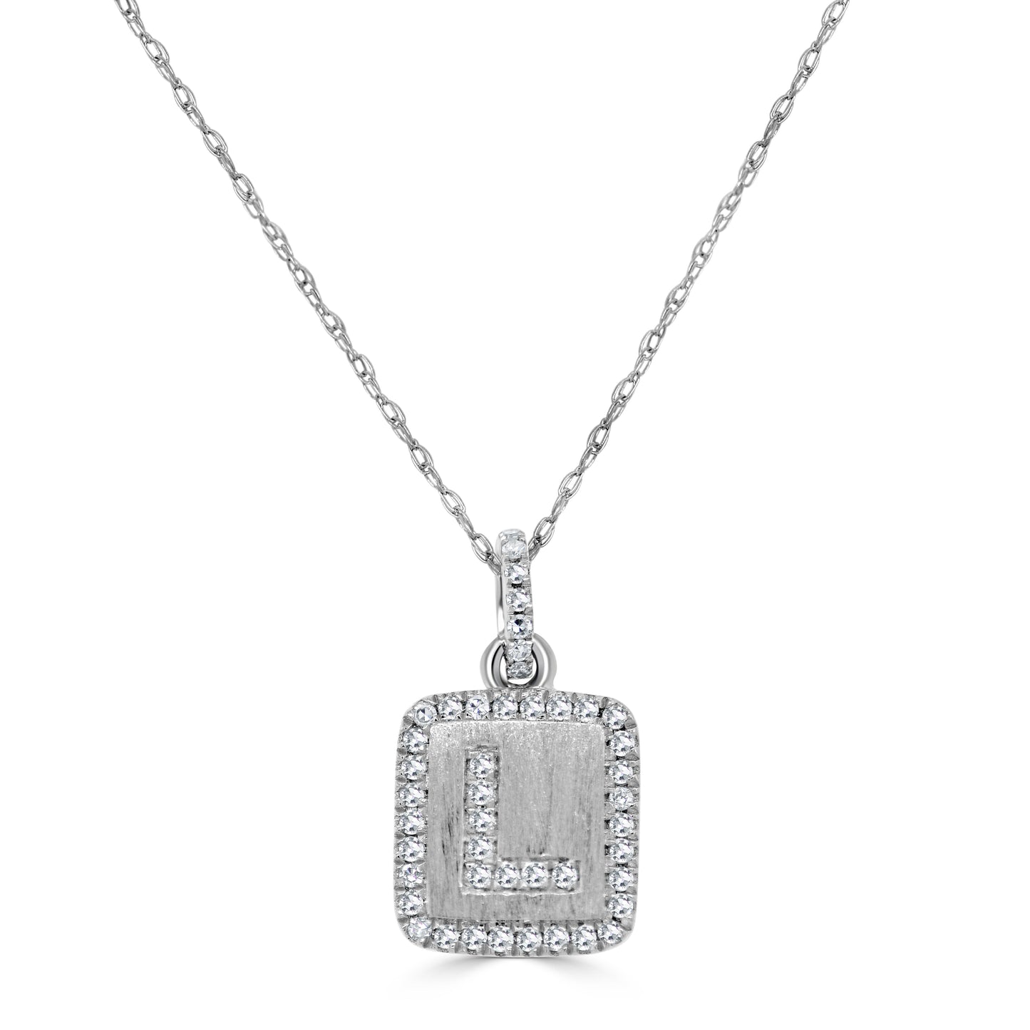 14k Gold & Diamond Small Initial Necklace - 0.12ct - 0.15ct