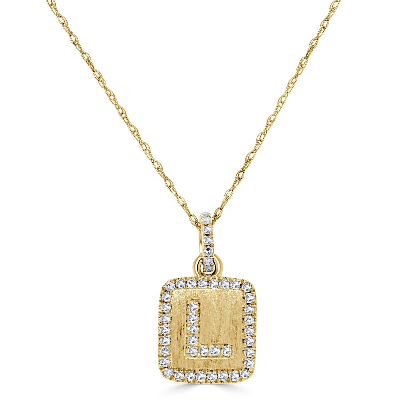 14k Gold & Diamond Small Initial Necklace - 0.12ct - 0.15ct