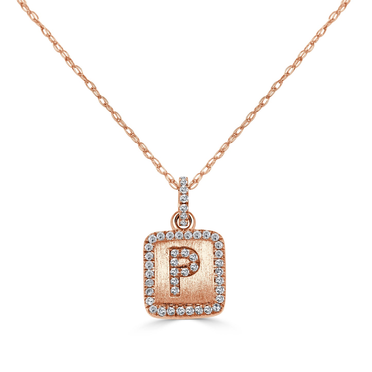 14k Gold & Diamond Small Initial Necklace - 0.12ct - 0.15ct
