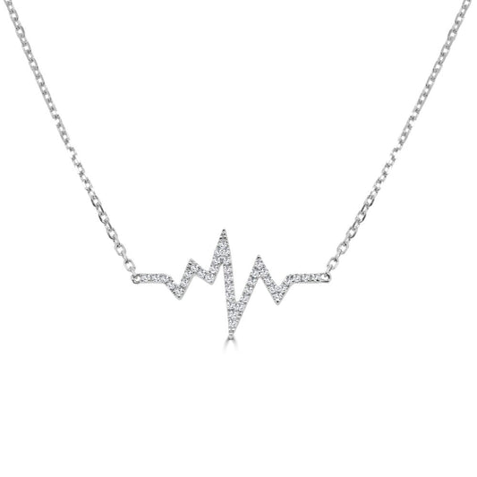 14K Gold & Diamond Heart Beat Necklace-0.12 ct.