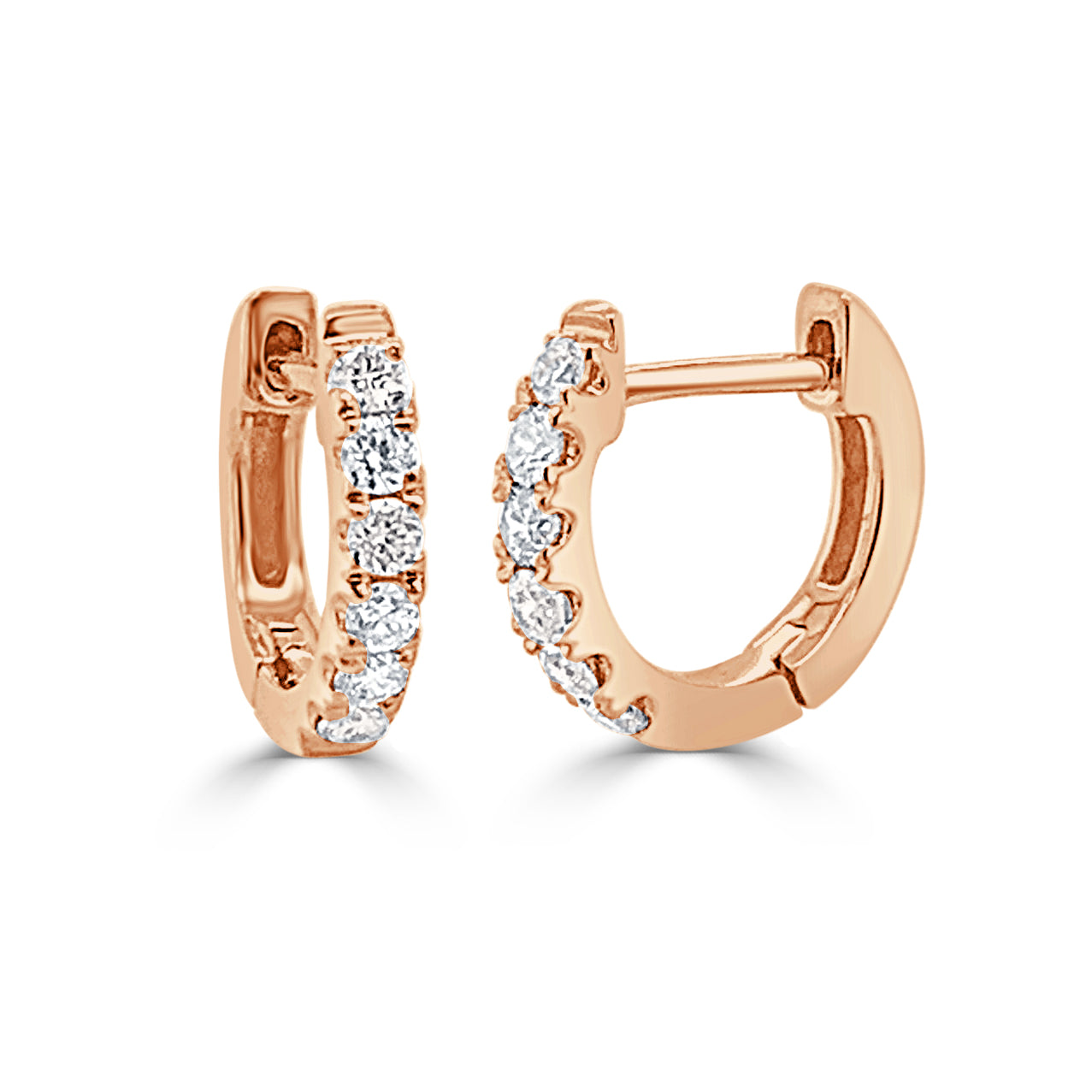 14k Gold & Diamond Huggie Earrings- 0.18ct.