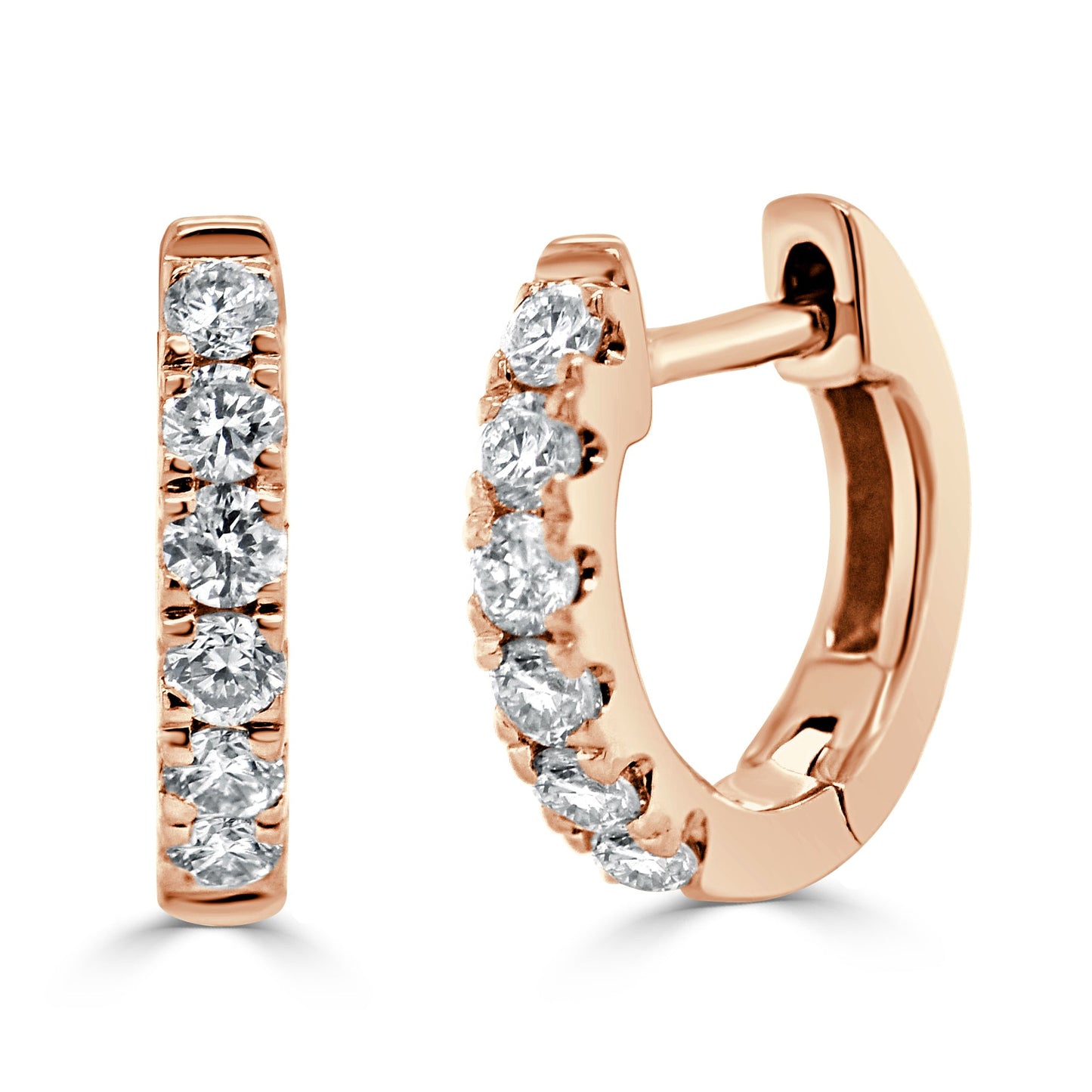 14k Gold & Diamond Huggie Earrings- 0.18ct.