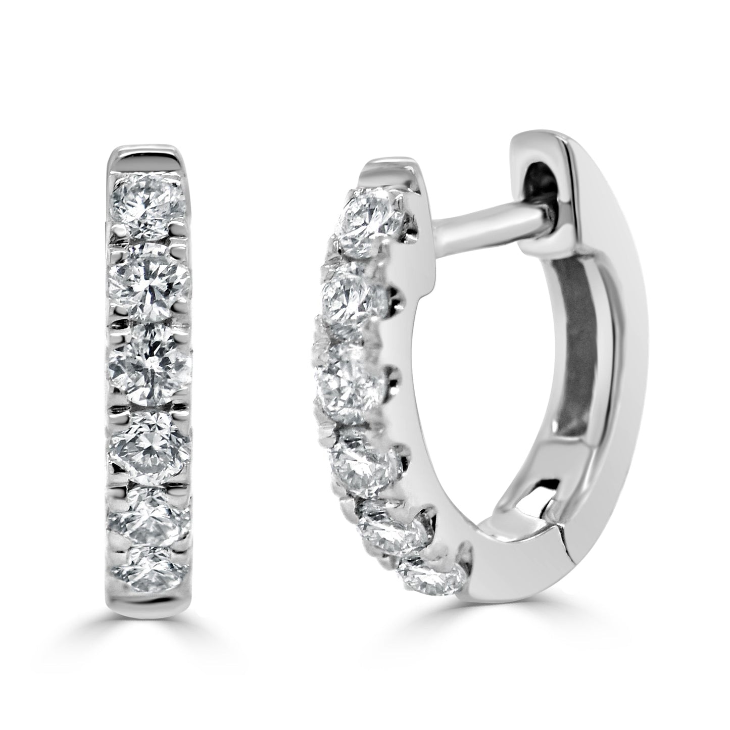 14k Gold & Diamond Huggie Earrings- 0.18ct.