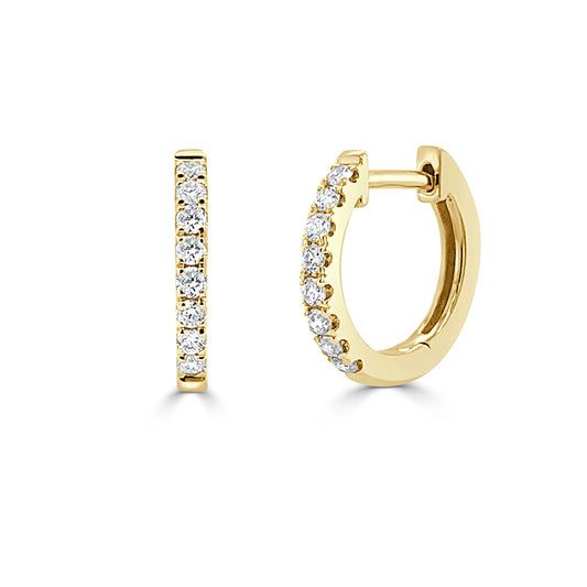 14k Gold & Diamond Huggie Earrings- 0.25 ct.
