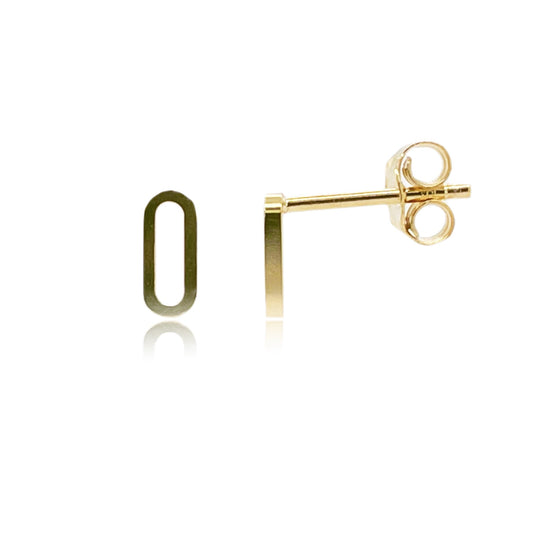 14k Gold Paperclip Link Stud Earrings