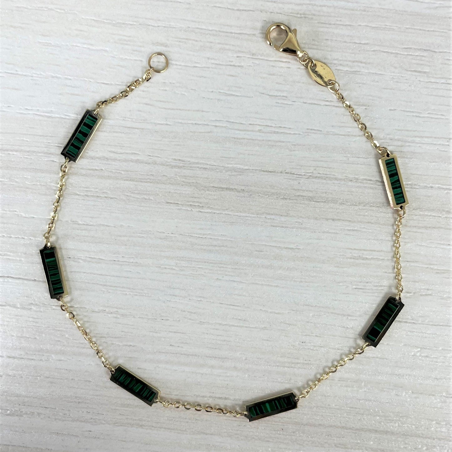 14k Gold & Malachite Station Bar Bracelet