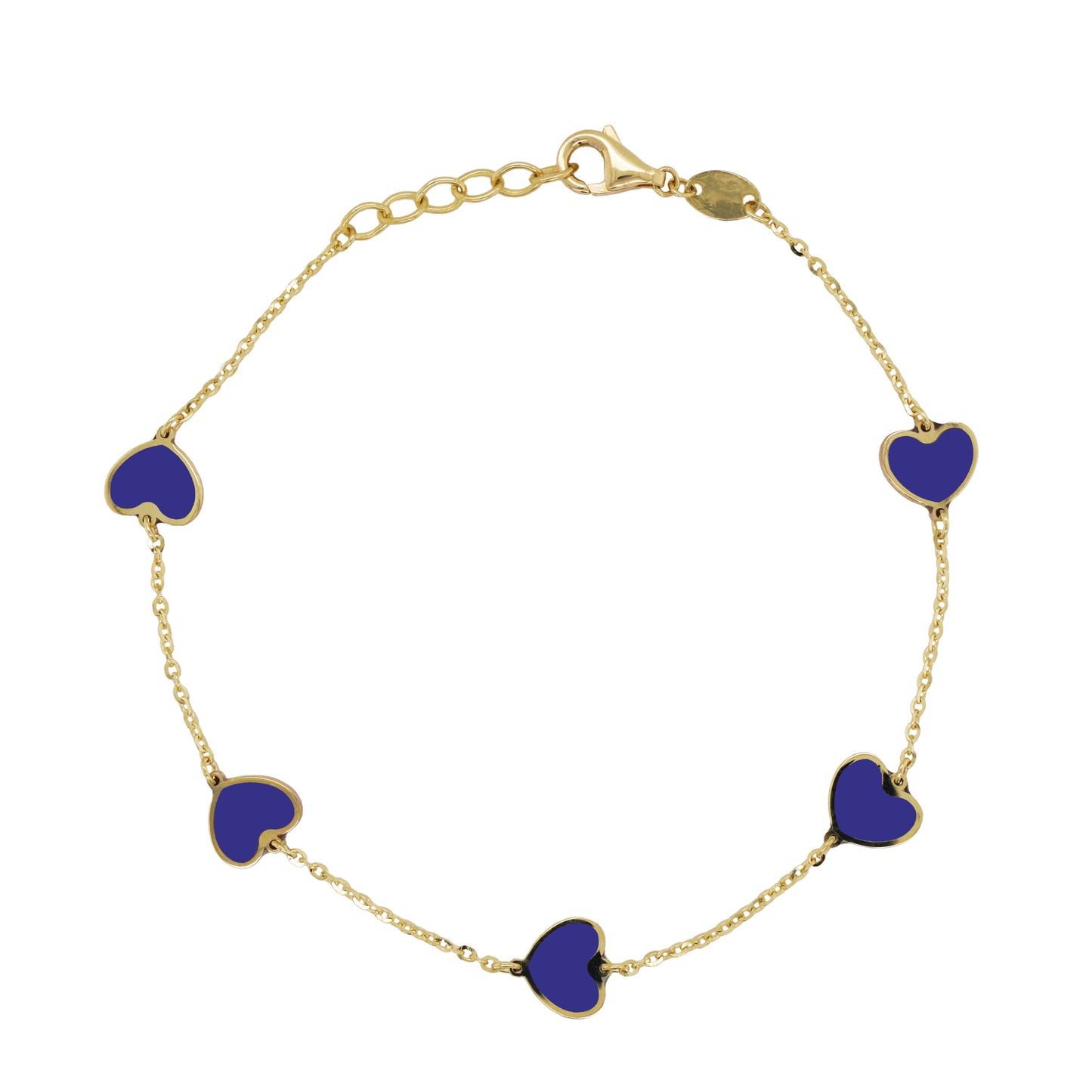 14K Gold & Inlay Station Heart Color Bracelet