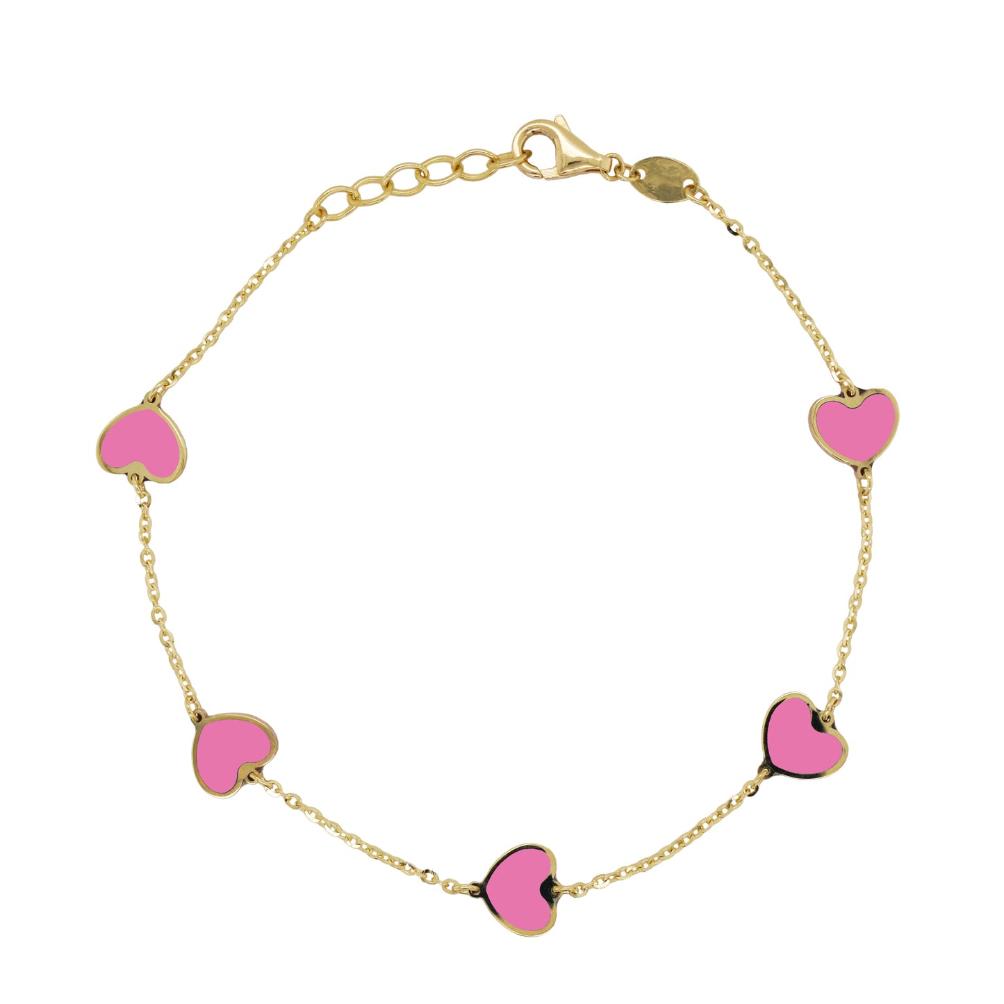 14K Gold & Inlay Station Heart Color Bracelet