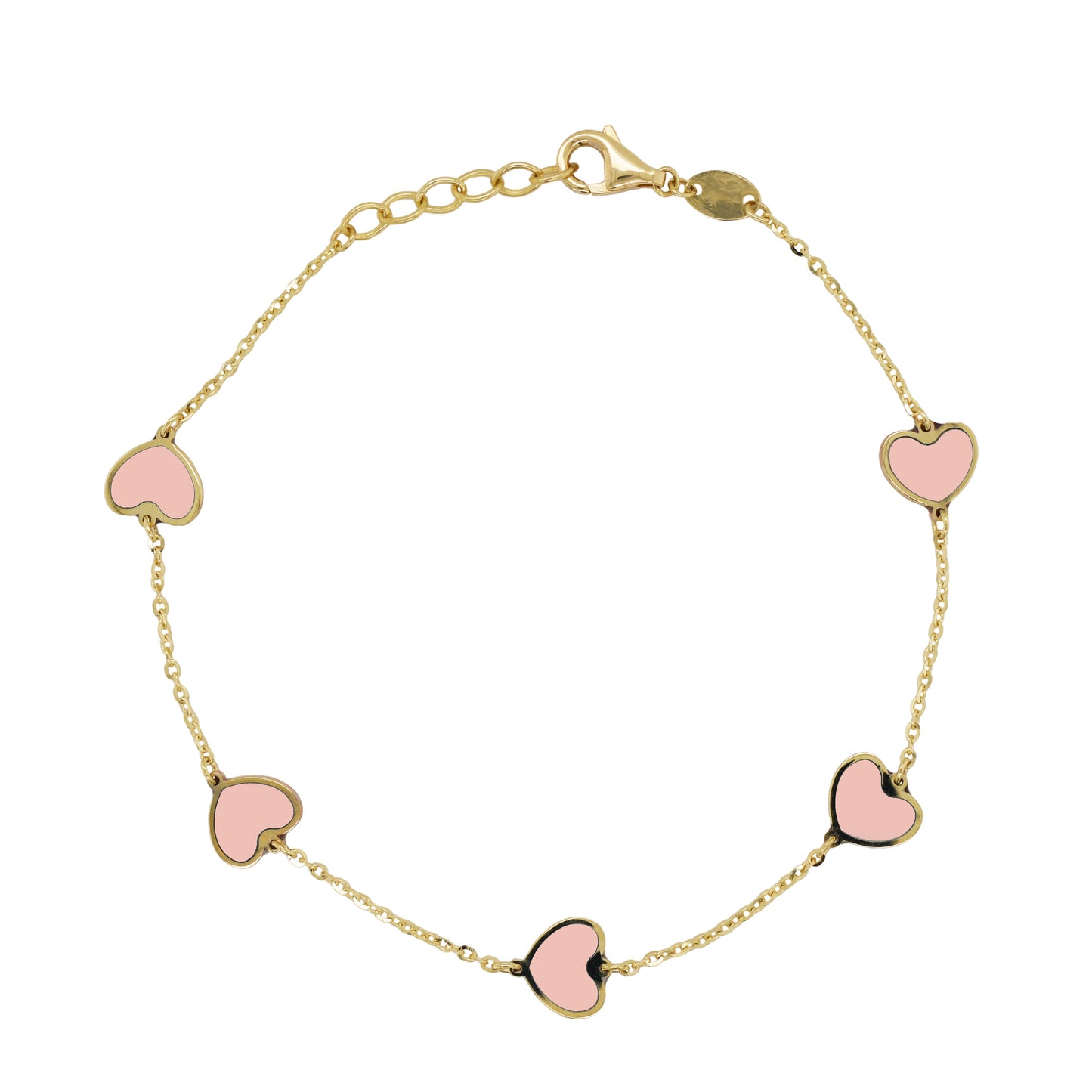 14K Gold & Inlay Station Heart Color Bracelet