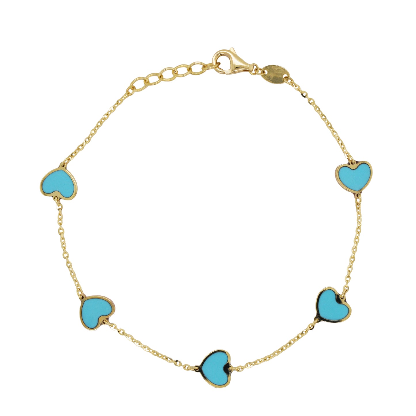 14K Gold & Inlay Station Heart Color Bracelet
