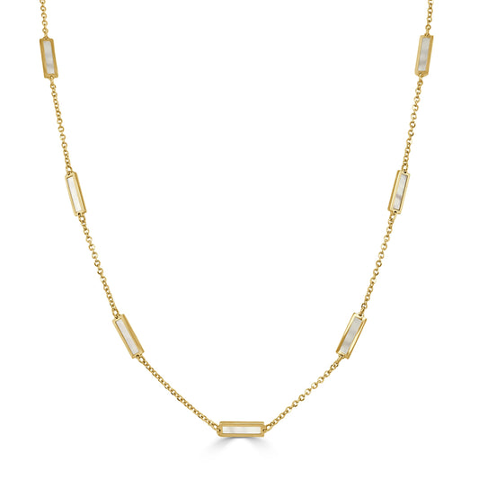 14k Gold & Pearl Station Necklace