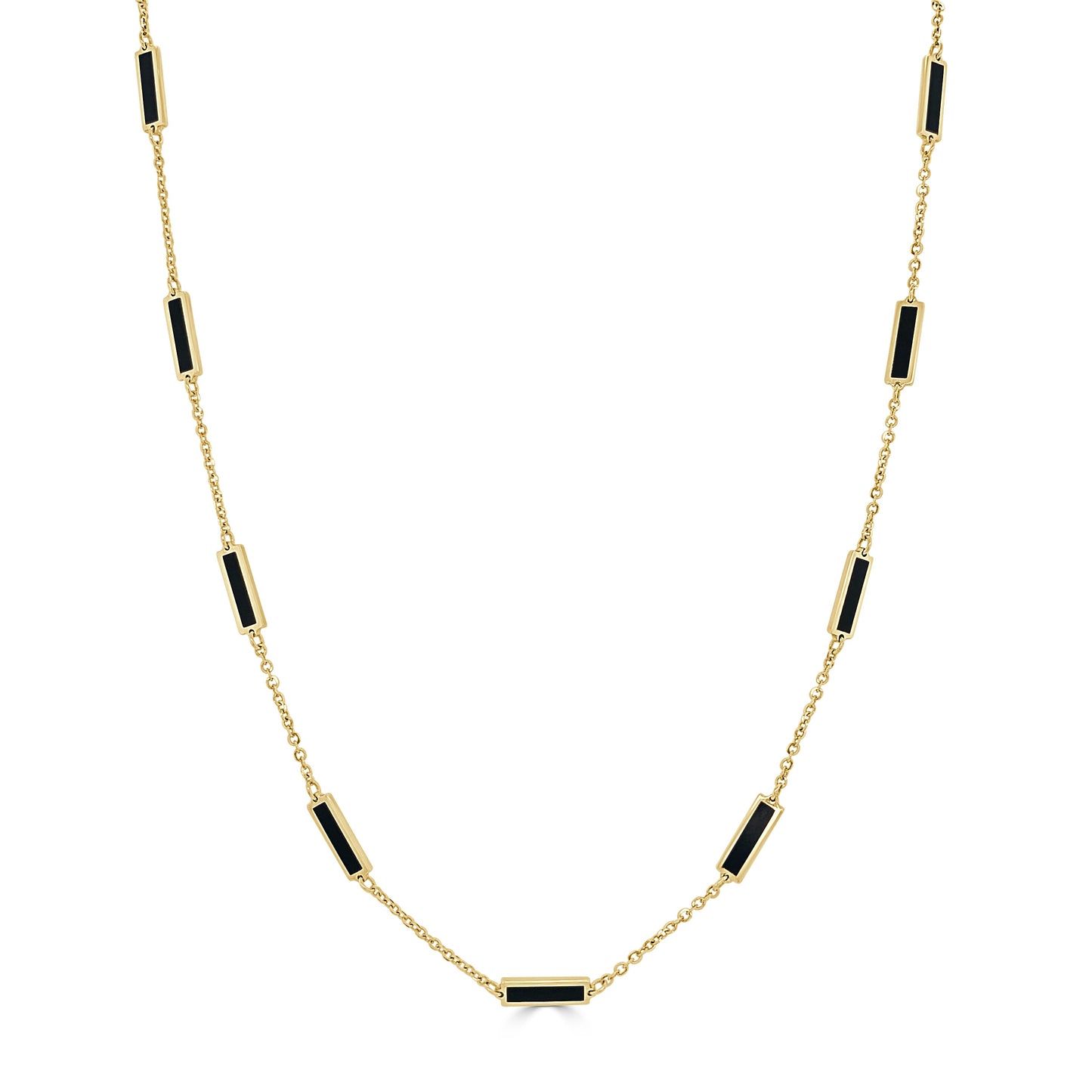14k Gold & Onyx Station Necklace
