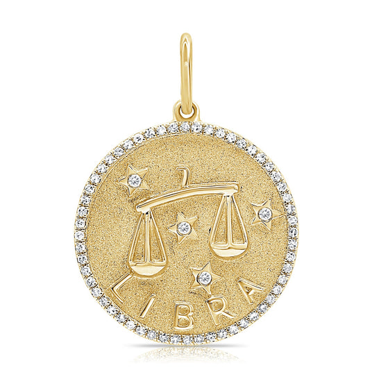14k Gold & Diamond Zodiac Charm -Libra - 0.21ct