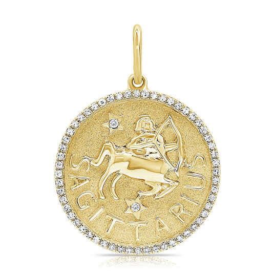 14k Gold & Diamond Zodiac Charm - Sagittarius - 0.17ct