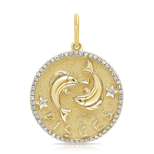14k Gold & Diamond Zodiac Charm - Pisces - 0.19ct