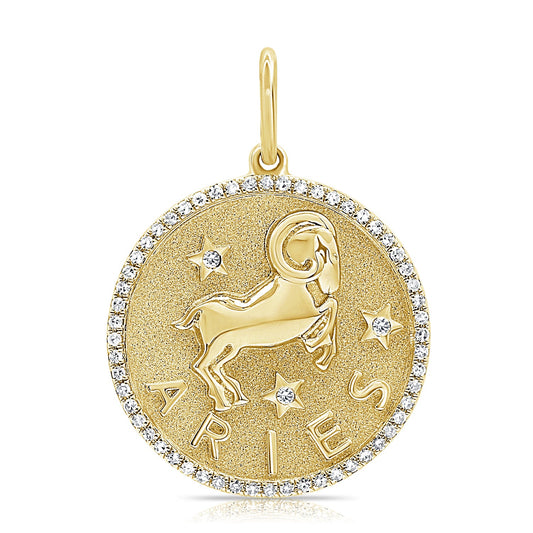 14k Gold & Diamond Zodiac Charm - Aries - 0.19ct
