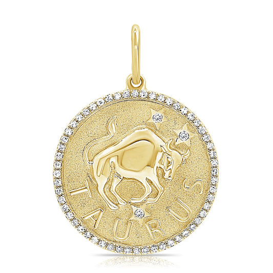 14k Gold & Diamond Zodiac Charm - Taurus - 0.21ct