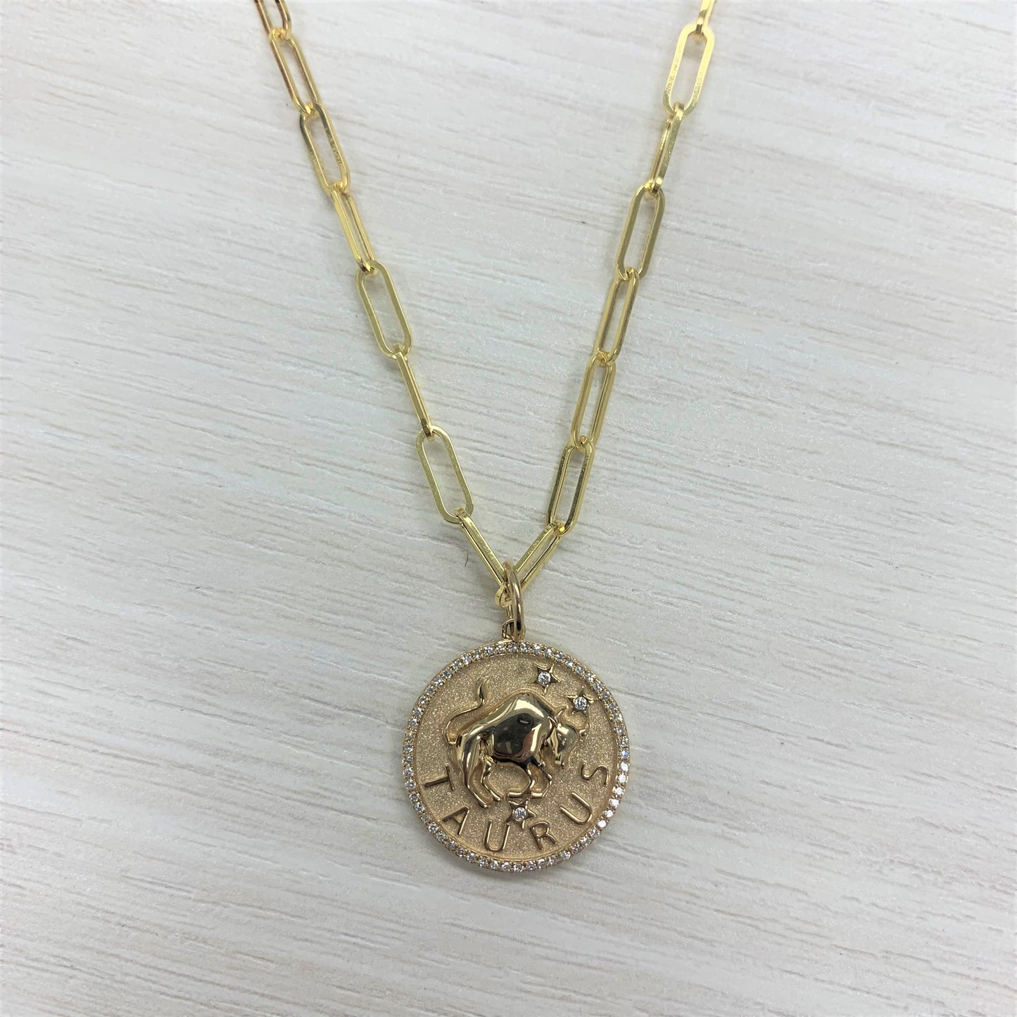 14k Gold & Diamond Zodiac Charm - Taurus - 0.21ct